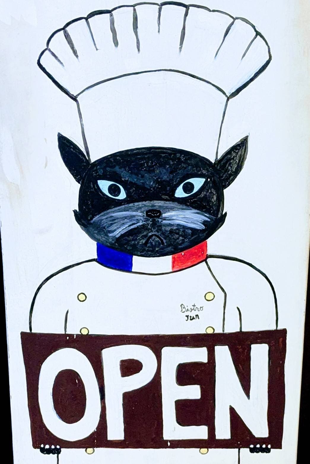 ビストロじゅん OPEN — 猫シェフのマスコット